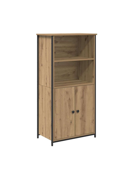 Wand Wohnzimmer Vitrine aus Holz & Metall mit Glas Artisan Oak 62x36x121.5cm