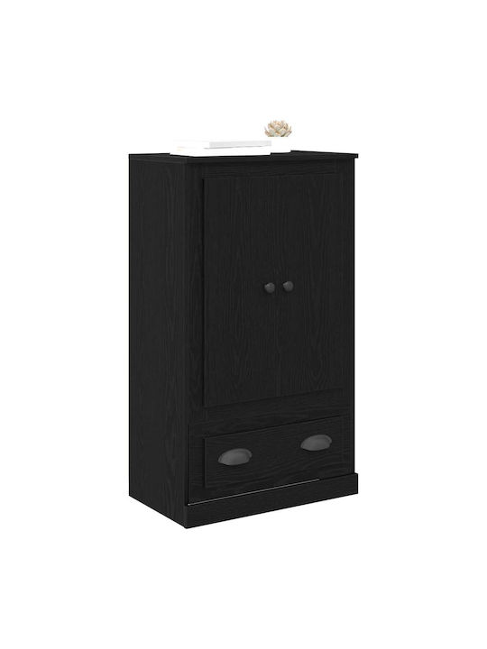Floor-standing Living Room Display Cabinet made of Particleboard with Glass Black Beech 60x35.5x103.5cm