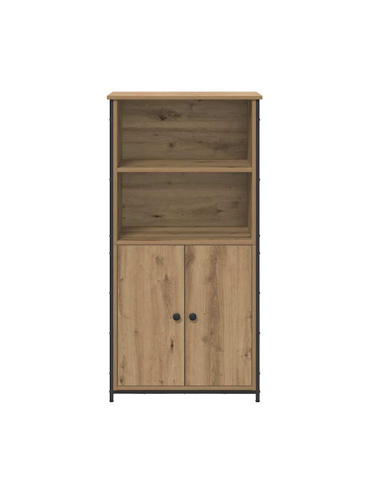 Wand Wohnzimmer Vitrine aus Holz & Metall mit Glas Artisan Oak 62x36x121.5cm