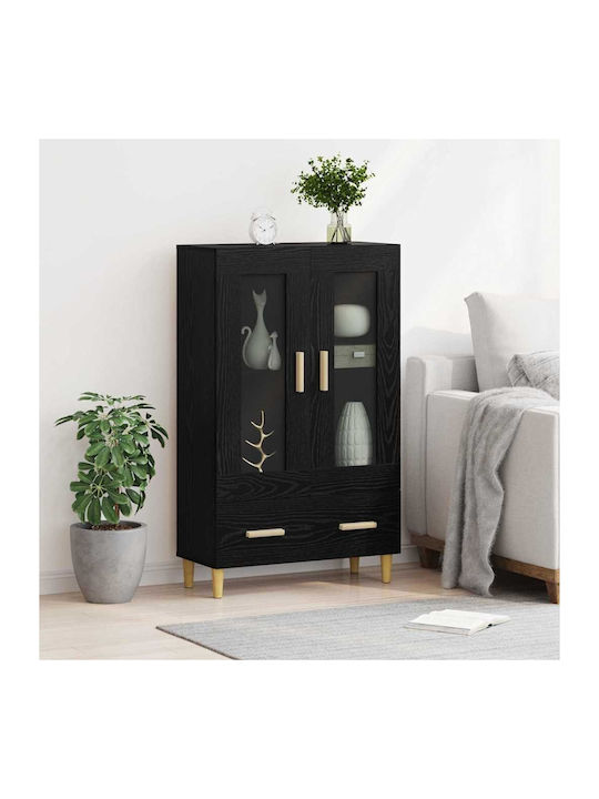 Висулка Витрина за хол от ПДЧ със Стъкло Black Beech 70x31x115см