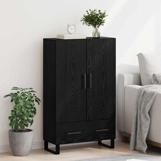 Floor-standing Living Room Display Cabinet made of Wood & Metal with Glass 69.5x30x115cm