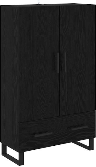 Living Room Display Cabinet made of Wood and Metal with Glass Black Oak 69.5x30x115cm