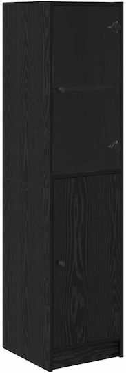 Living Room Display Cabinet Made of Particle Board with Windowed Black Oak 35x37x142cm
