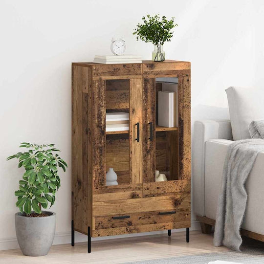 Corona Wall Living Room Display Cabinet made of Wood & Metal with Glass 69.5x31x115cm