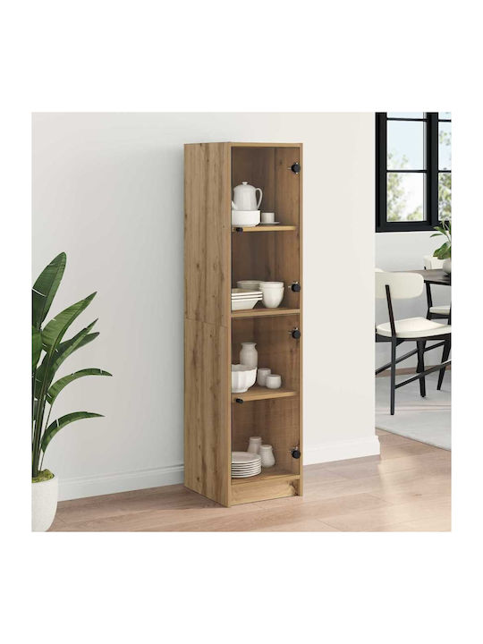 Wall Living Room Display Cabinet made of Particleboard with Glass Artisan Oak 35x37x142cm