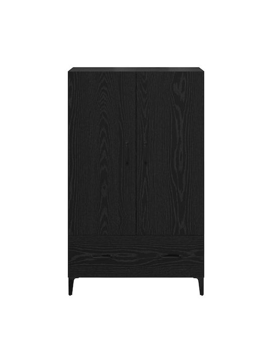 vidaXL Wohnzimmer Vitrine aus Holz & Metall mit Verglasung Schwarz Eiche 70x31x115cm