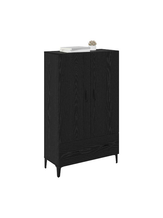 vidaXL Wohnzimmer Vitrine aus Holz & Metall mit Verglasung Schwarz Eiche 70x31x115cm