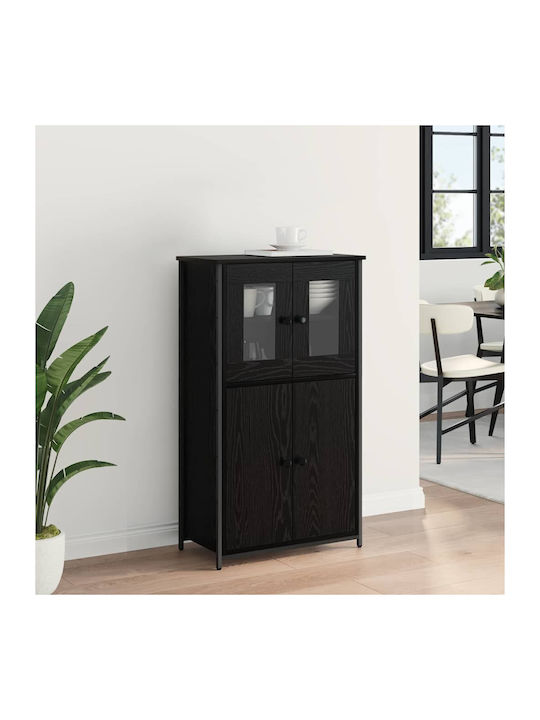 Висулка Витрина за хол от Дърво & Метал със Стъкло Black Beech 62x32x106.5см