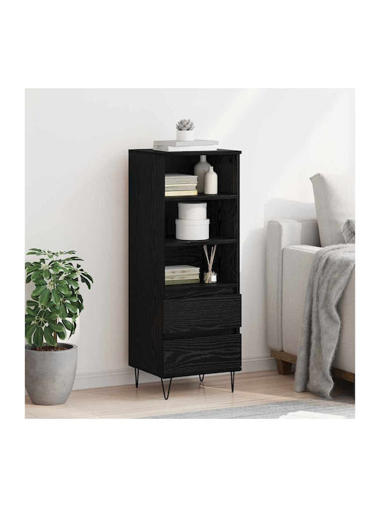 Висулка Витрина за хол от Дърво & Метал със Стъкло Black Beech 40x36x110см