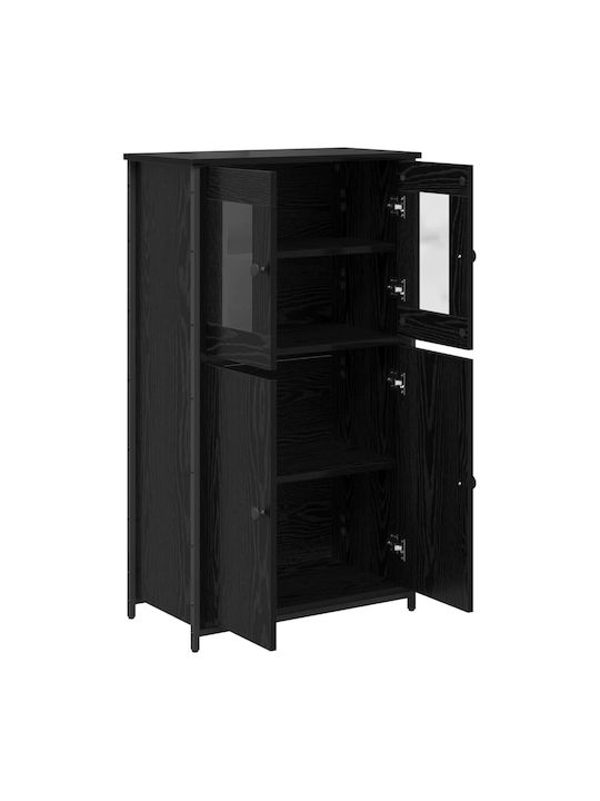Висулка Витрина за хол от Дърво & Метал със Стъкло Black Beech 62x32x106.5см