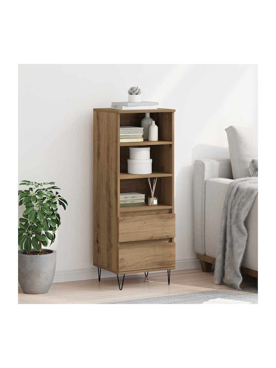 Wand Wohnzimmer Vitrine aus Holz & Metall mit Glas Artisan Oak 40x36x110cm