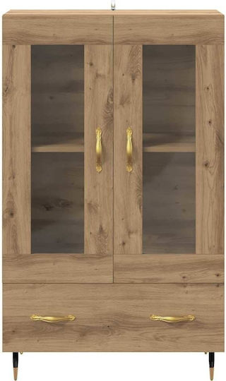 Vitrină Suspendată pentru Sufragerie din Lemn și Metal Stejar Artisan cu Geam 69,5x31x115 cm