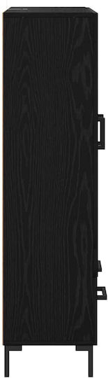 Living Room Display Cabinet Made of Wood & Metal with Windowed Black Beech 69.5x31x115cm