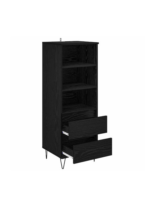 Висулка Витрина за хол от Дърво & Метал със Стъкло Black Beech 40x36x110см
