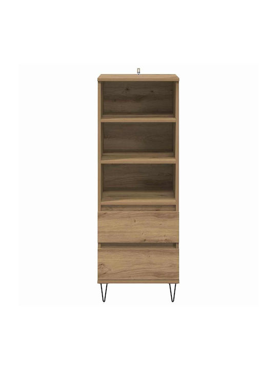 Wand Wohnzimmer Vitrine aus Holz & Metall mit Glas Artisan Oak 40x36x110cm