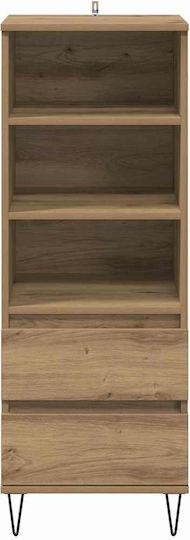 Wall Living Room Display Cabinet made of Wood & Metal with Glass Artisan Oak 40x36x110cm