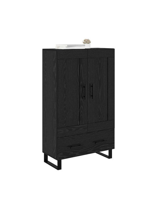 Wand Wohnzimmer Vitrine aus Holz & Metall mit Glas Black Beech 69.5x31x115cm