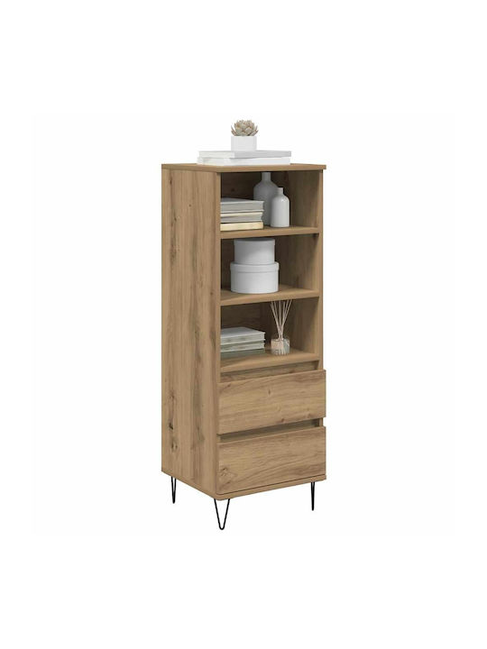 Wand Wohnzimmer Vitrine aus Holz & Metall mit Glas Artisan Oak 40x36x110cm