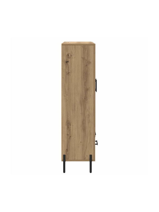 Corona Wall Living Room Display Cabinet made of Wood & Metal with Glass Artisan Oak 69.5x31x115cm