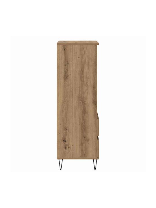 Wand Wohnzimmer Vitrine aus Holz & Metall mit Glas Artisan Oak 40x36x110cm