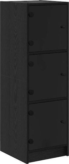 Living Room Display Cabinet Made of Particle Board with Windowed Black Oak 35x37x109cm