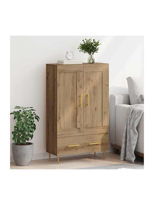 Floor-standing Living Room Display Cabinet made of Wood & Metal with Glass Artisan Oak 69.5x31x115cm