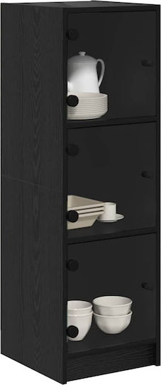 Living Room Display Cabinet Made of Particle Board with Windowed Black Oak 35x37x109cm
