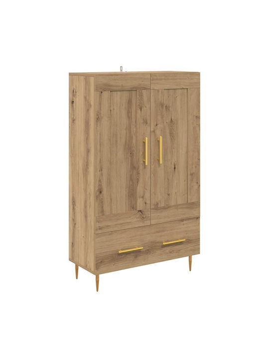 Floor-standing Living Room Display Cabinet made of Wood & Metal with Glass Artisan Oak 69.5x31x115cm