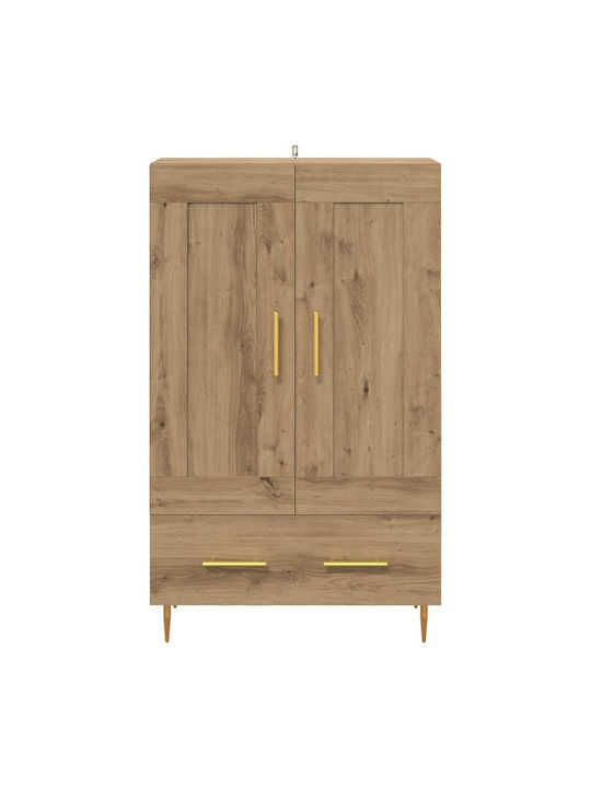 Floor-standing Living Room Display Cabinet made of Wood & Metal with Glass Artisan Oak 69.5x31x115cm