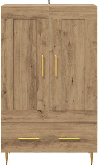 Freistehende Wohnzimmer-Vitrine aus Holz und Metall Artisan Oak 69,5 x 31 x 115 cm