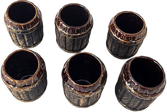 Set Ceramic Pahare În Formă De Armă 6 Pahare Maro Negru