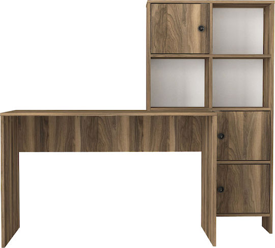 Γραφείο Lesya Ξύλινο με Βιβλιοθήκη Καρυδί 159.2x59.6x141.2εκ.