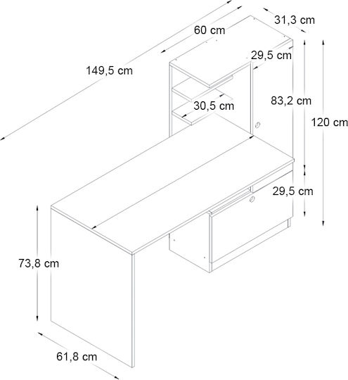 Бюро Merino Дървено Орех 149.5x61.8x120см