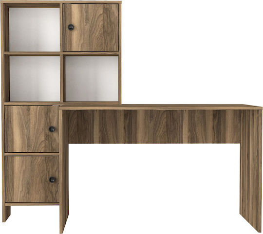 Γραφείο Lesya Ξύλινο με Βιβλιοθήκη Καρυδί 159.2x59.6x141.2εκ.