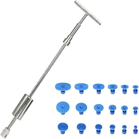 Kit Îndreptare Table Caroserie Auto Ciocan Inerțial Metalic 18 Ventuze De Dimensiuni Diferite Amatori Profesioniști Reparare Îndoiri Daune Grindină Fără Vopsire Argintiu