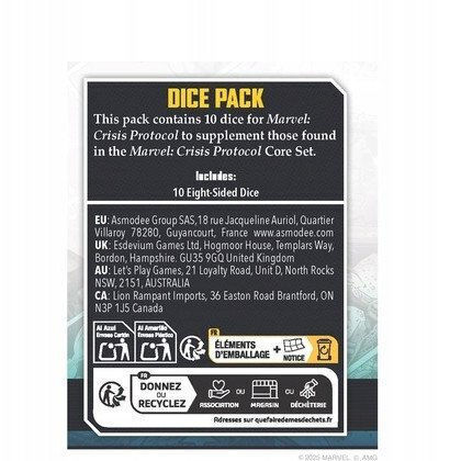 Marvel Crisis Protocol – Dice Pack 10 Custom Dice