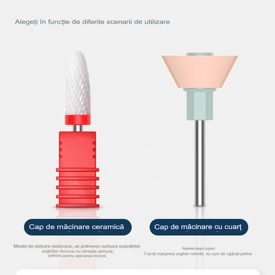 Freza Electrică Unghii Wireless Manichiură-pedichiură Arvada Nailpro M918 Reîncărcabilă 18.000 Rpm 3 Trepte de Viteză Comutator Direcție Design Ergonomic Mov