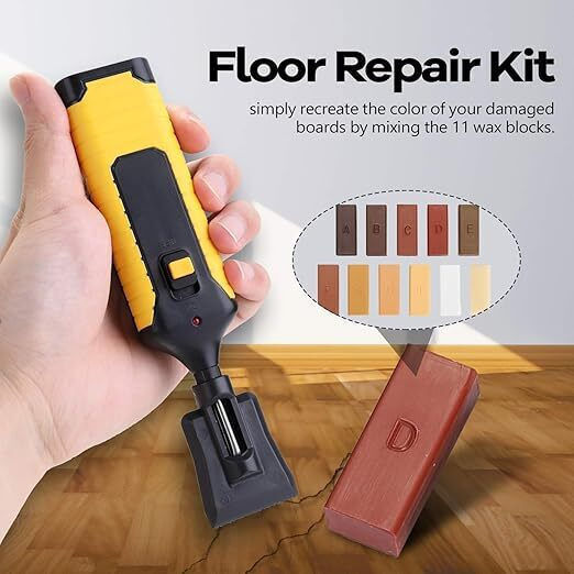 Kit De Reparare Mobilier Podea Zola Unealtă De Reparare 11 Blocuri De Ceară În Culori Diferite 2 Raclete Burete Țesătură Cutie De Depozitare