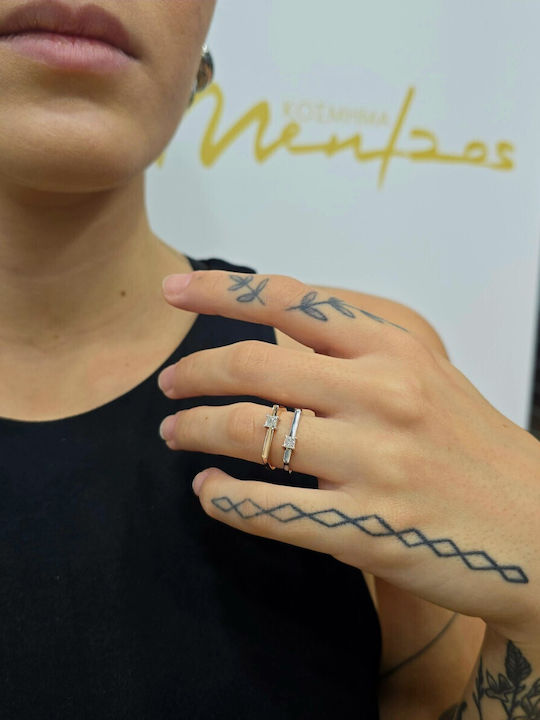 Mentzos Γυναικείο Δαχτυλίδι με Διαμάντι από Λευκόχρυσο 18Κ