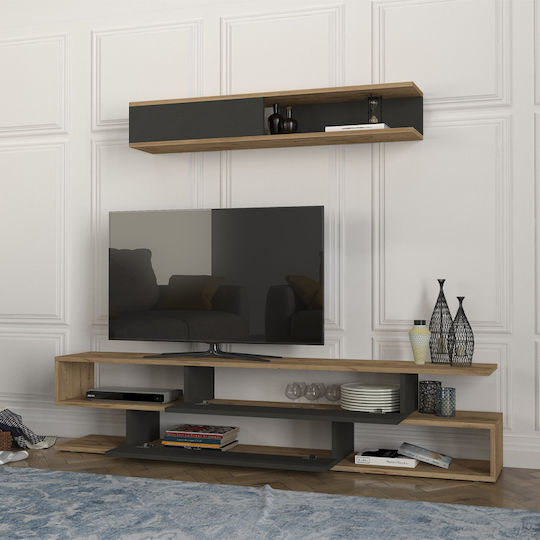 TV Stand Floor-Standing with LED Lighting Sepet Oak - Anthracite 180x29.5x39 cm TV Stand Floor-Standing with LED Lighting Sepet Oak - Anthracite 180x29.5x39 cm