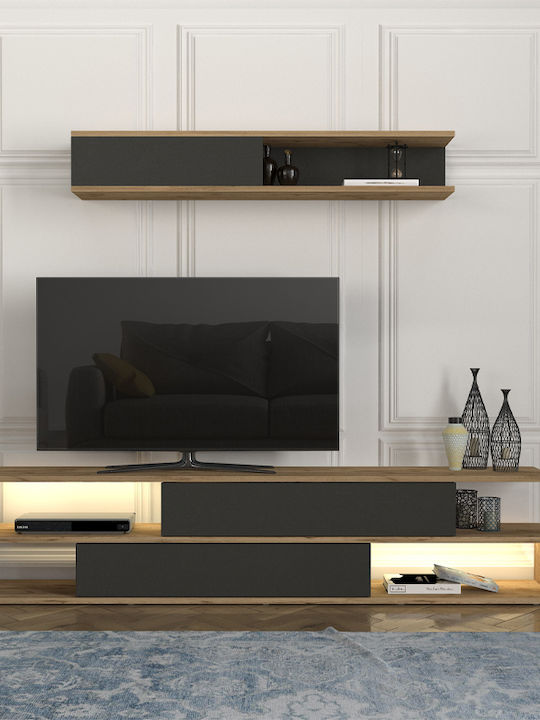 Έπιπλο Τηλεόρασης με Φωτισμό LED Sepet Oak - Ανθρακί Μ180xΠ29.5xΥ39cm