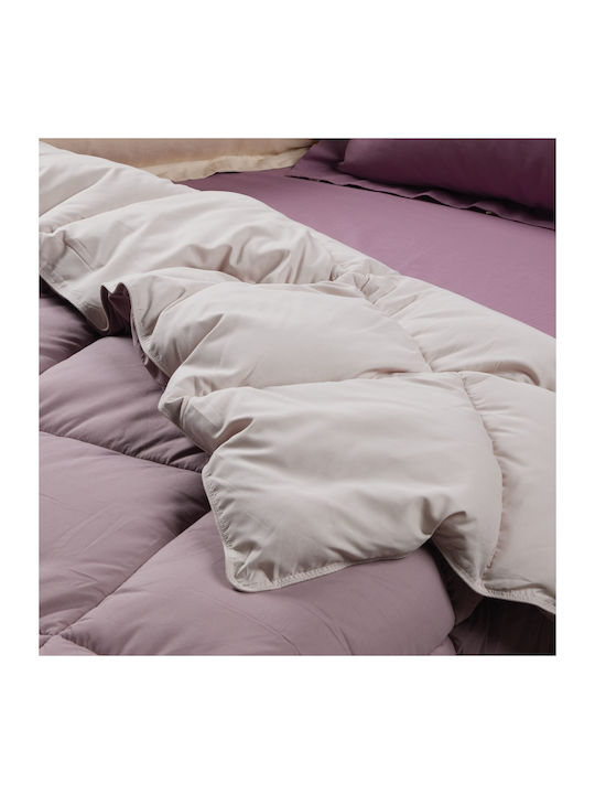 Das Home Duvet Single with Microfiber Filling 160x220cm 9691 Happy Beige, Purple 550 GSMGsm 10.5 togs Togs