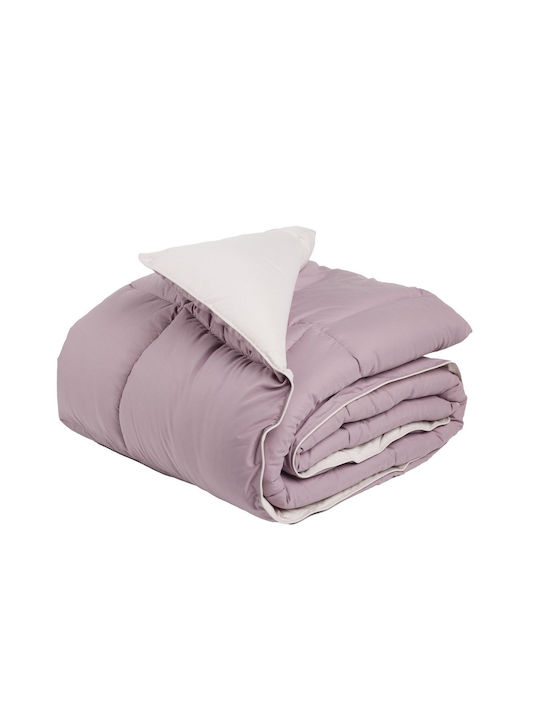 Das Home Duvet Single with Microfiber Filling 160x220cm 9691 Happy Beige, Purple 550 GSMGsm 10.5 togs Togs