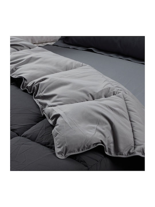 Das Home Duvet Single with Microfiber Filling 160x220cm 9693 Happy Black, Grey 550 GSMGsm 10.5 togs Togs
