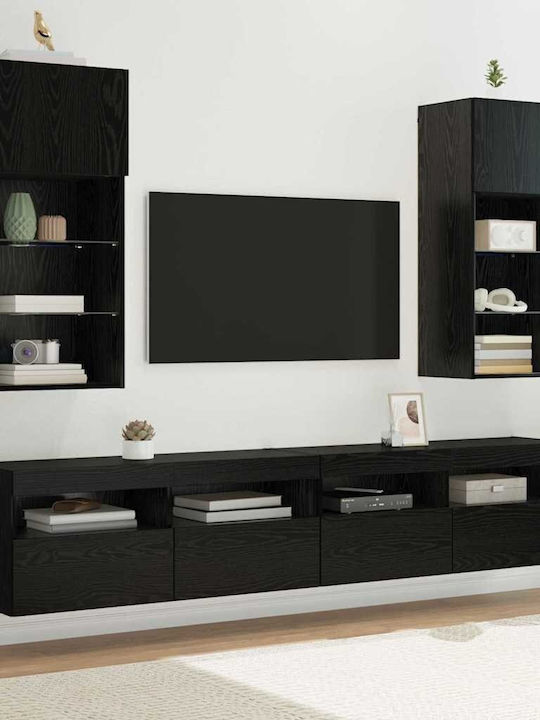 Wohnzimmer TV-Einheit Black Beech mit Beleuchtung L40.5xB30xH90cm