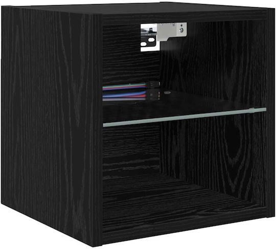 Living Room TV Unit with Showcase & Lighting Black Beech L30xW30xH30cm