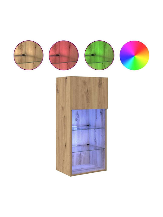 Unitate TV pentru sufragerie Stejar artizanal cu iluminare L40.5xA30xÎ90cm