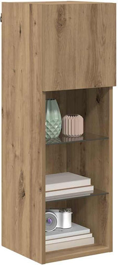 Wall Living Room Cabinet Made of Particle Board with Lighting Brown 30.5x30x90cm