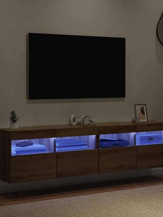 Living Room TV Unit with Lighting Artisan Oak L80xW30xH40cm