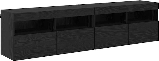 Living Room TV Unit with Lighting Black Beech L80xW30xH40cm